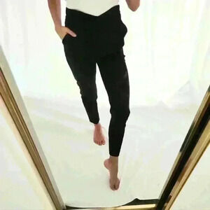 Vera and Lucy Black High Waist Trousers Taper Straight Leg Slimming Shape Snatch